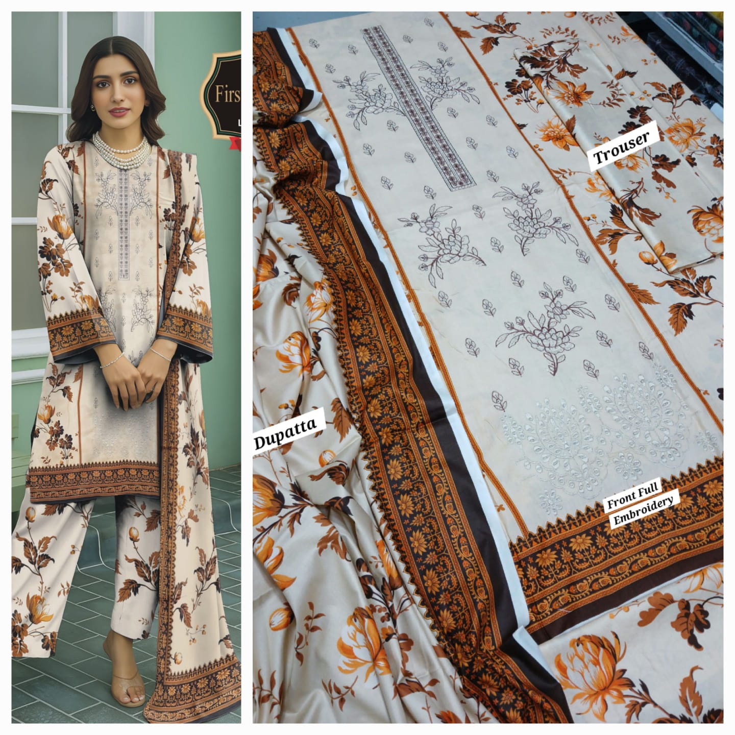 Hajra Emaan Lawn| 3Pcs Embroidered Lawn Collection 2025