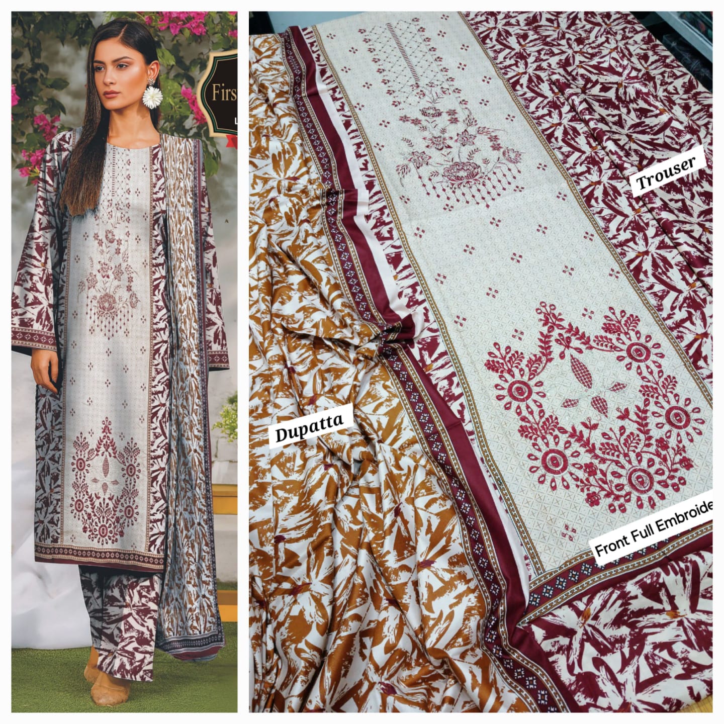 Hajra Emaan Lawn| 3Pcs Embroidered Lawn Collection 2025