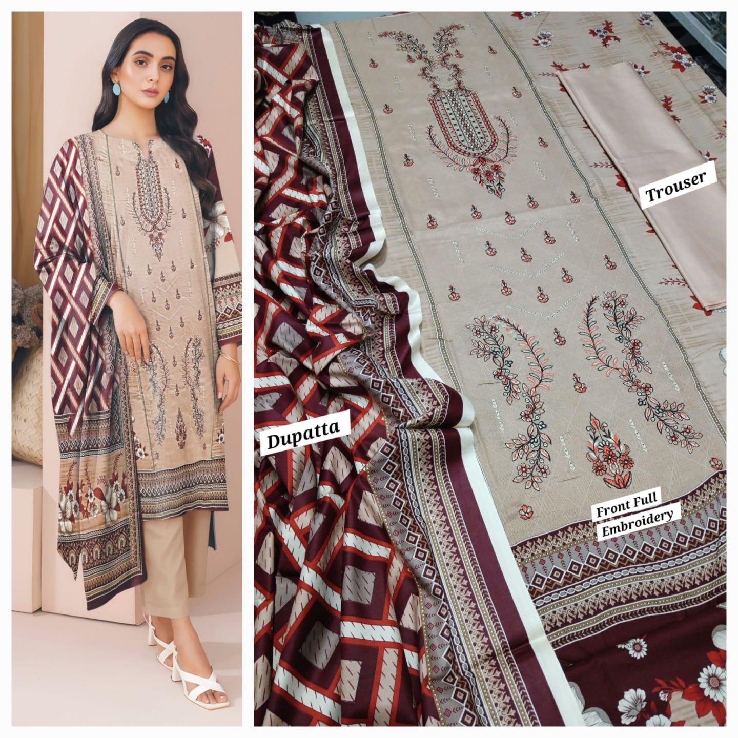 Hajra Emaan Lawn| 3Pcs Embroidered Lawn Collection 2025