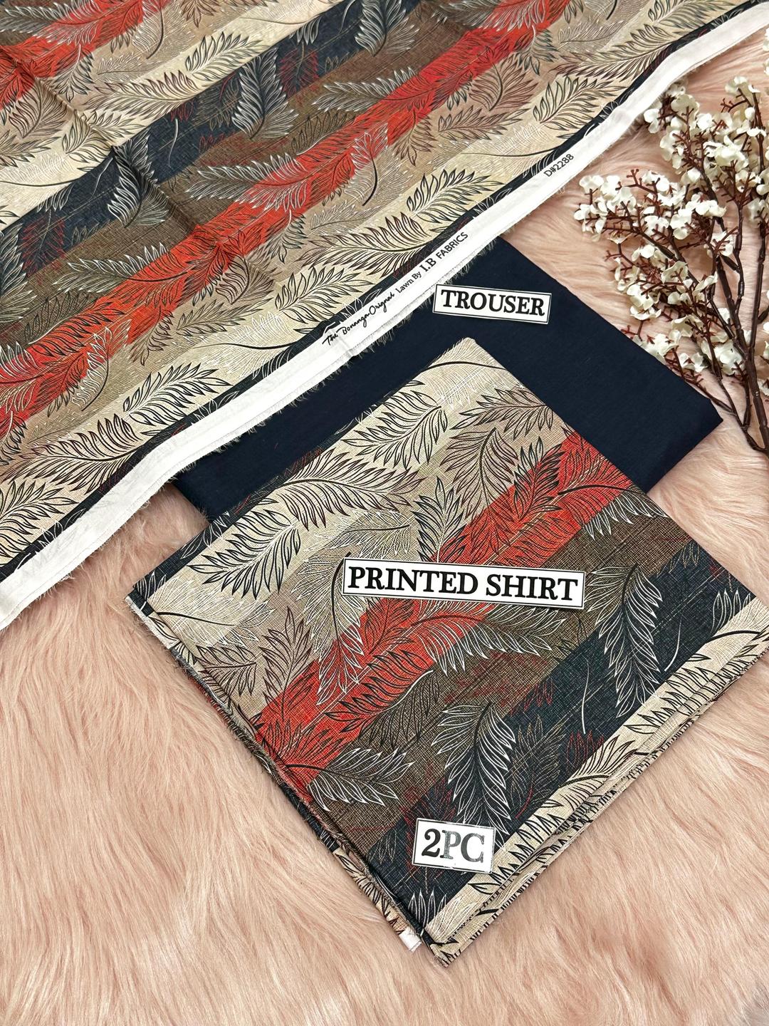 2 Pcs Women's Unstitched Digital Print Suit
