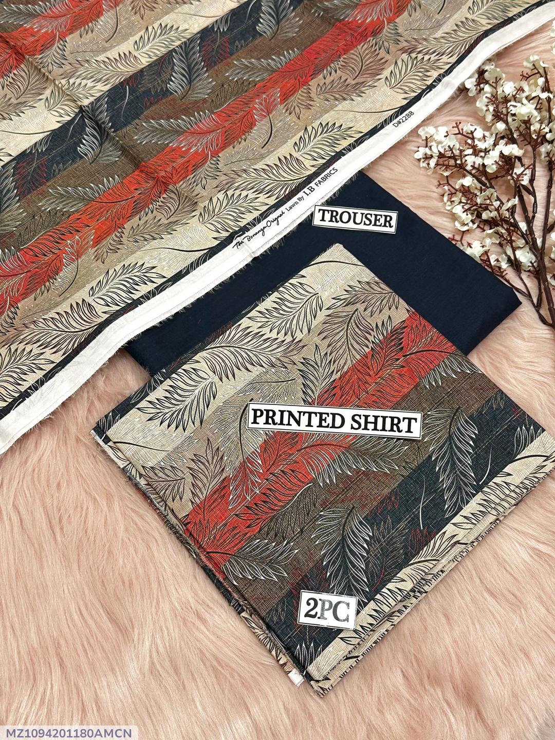 2 Pcs Women's Unstitched Digital Print Suit