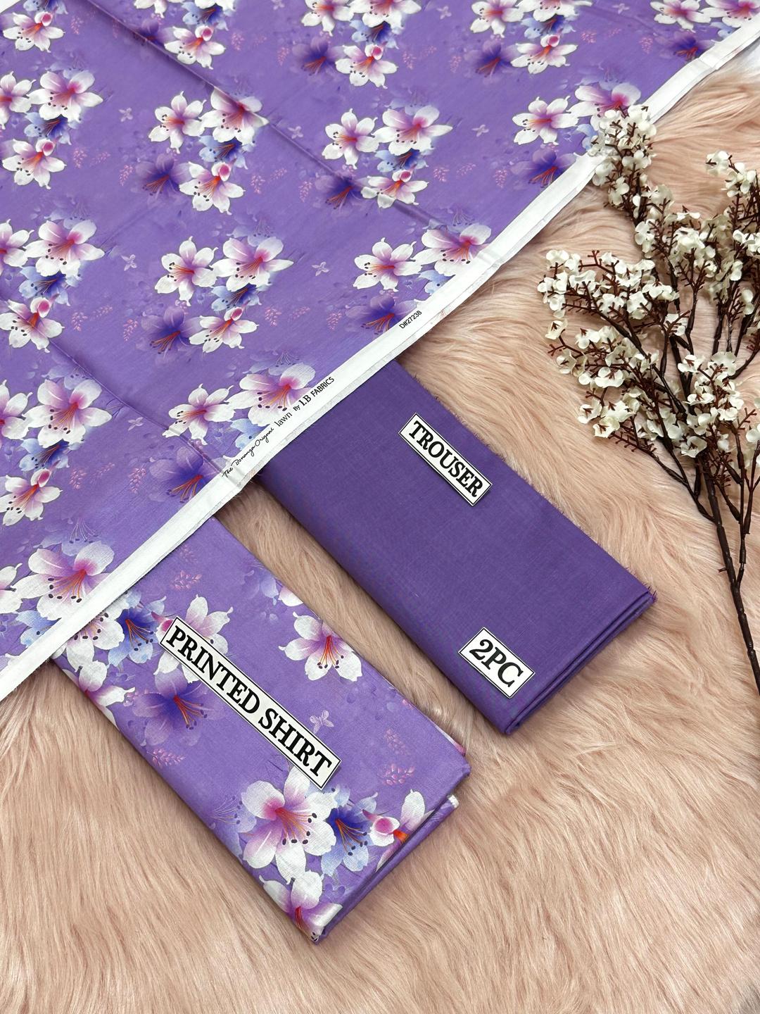 2 Pcs Women's Unstitched Digital Print Suit