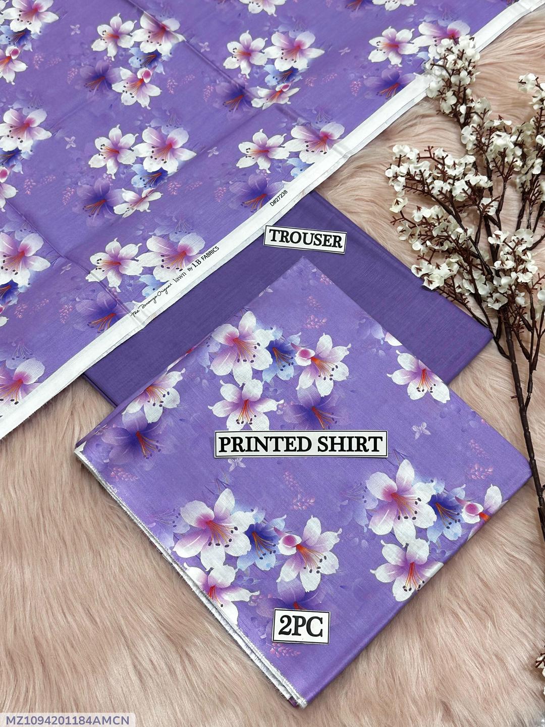 2 Pcs Women's Unstitched Digital Print Suit