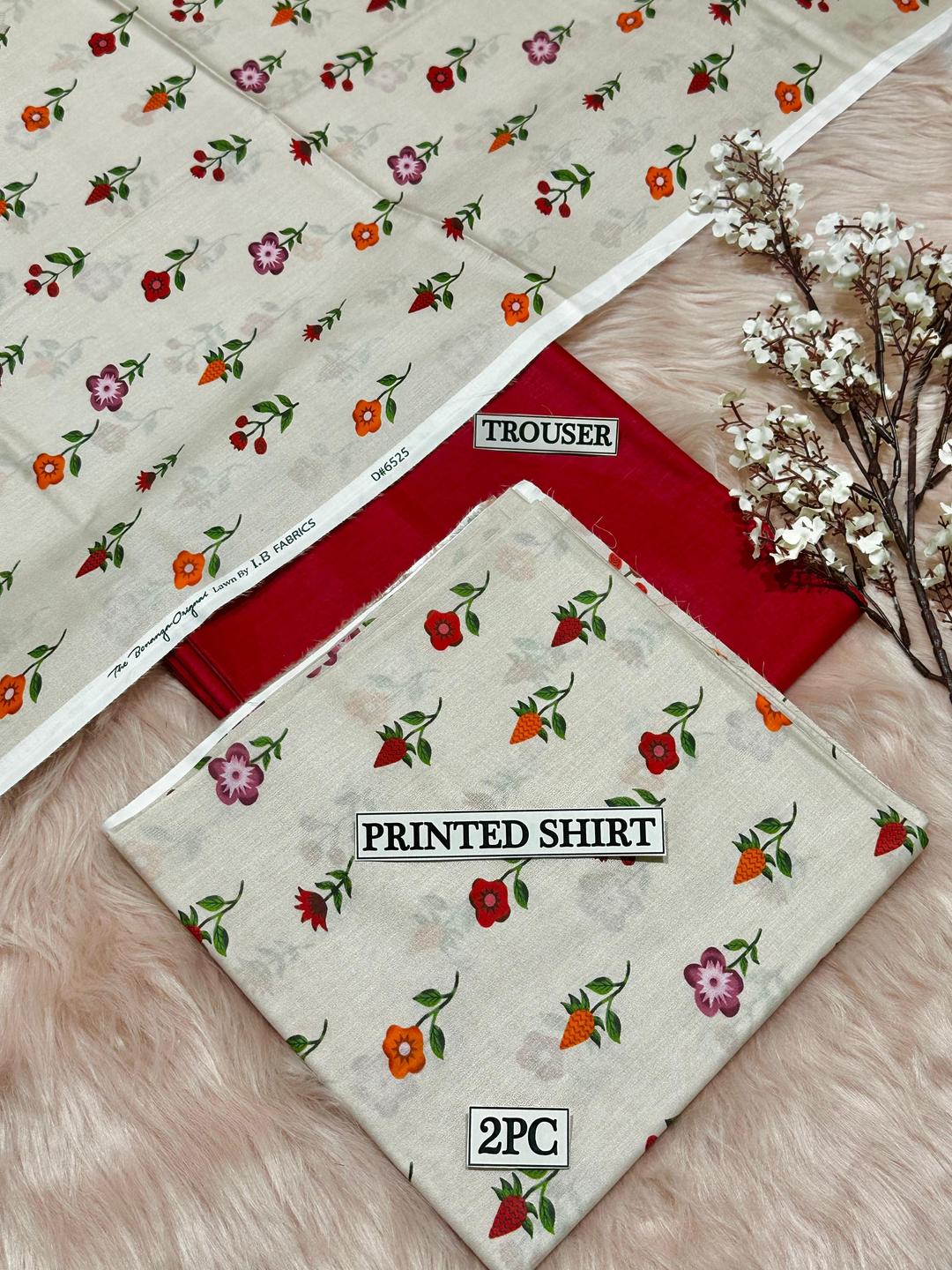 2 Pcs Women's Unstitched Digital Print Suit