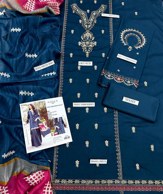 Maria B 3 Pcs Women's Unstitched Embroidered Suit