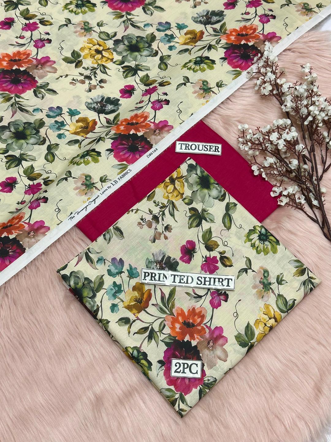 2 Pcs Women's Unstitched Digital Print Suit