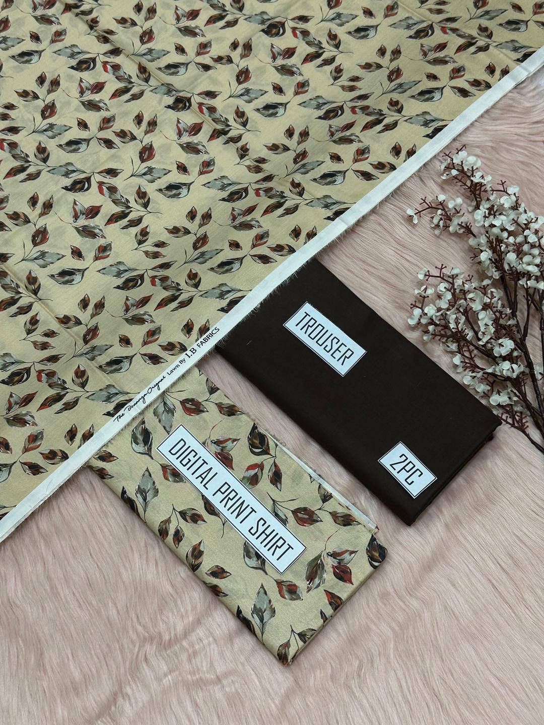2 Pcs Women's Unstitched Digital Print Suit