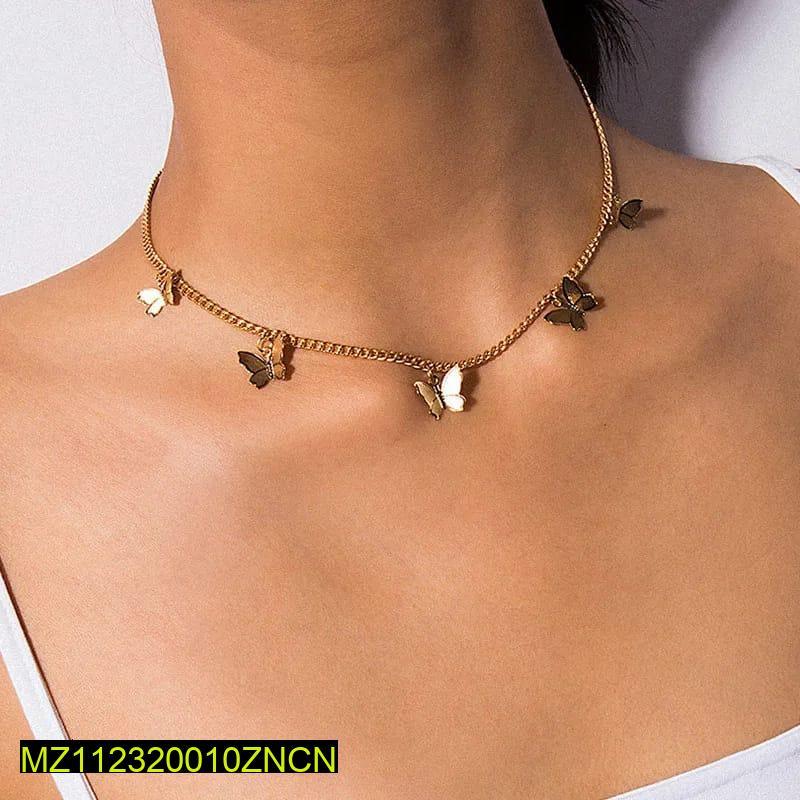 Gold-Plated Butterfly Design Choker Pendant- 1 Pc