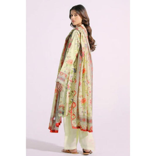 3 Pcs Women's Unstitched Lawn Printed Suit