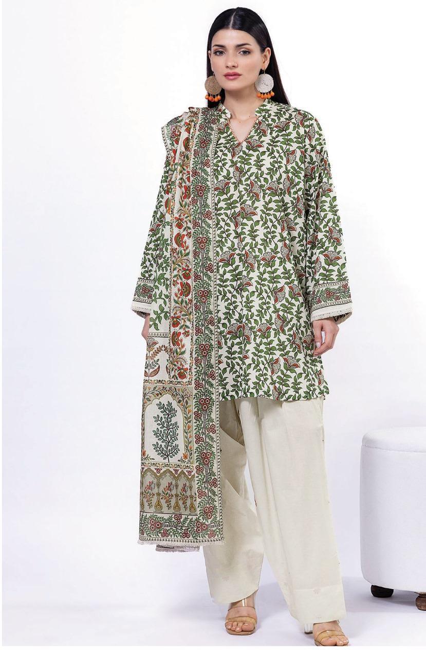3 Pcs Women's Unstitched Printed Suit
