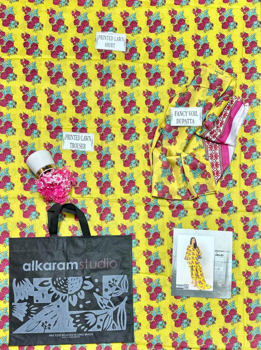 3 Pcs Women's Unstitched Printed Suit