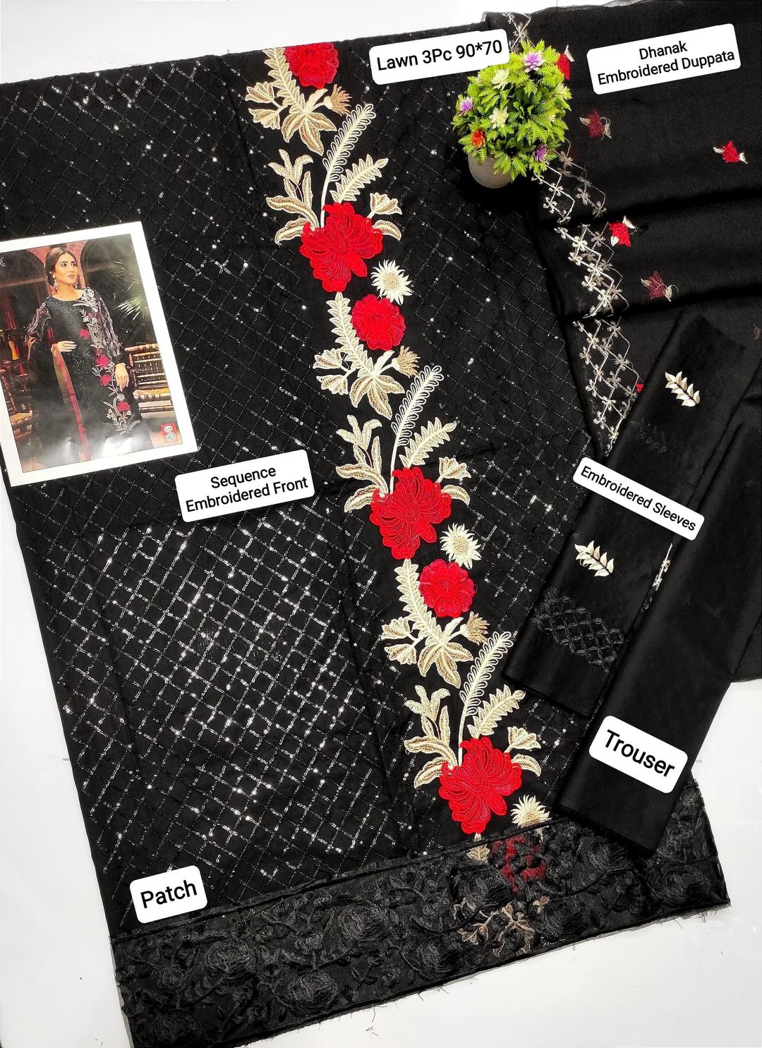 Maria B 3 Pcs Unstitched Sequins Embroidered Suit