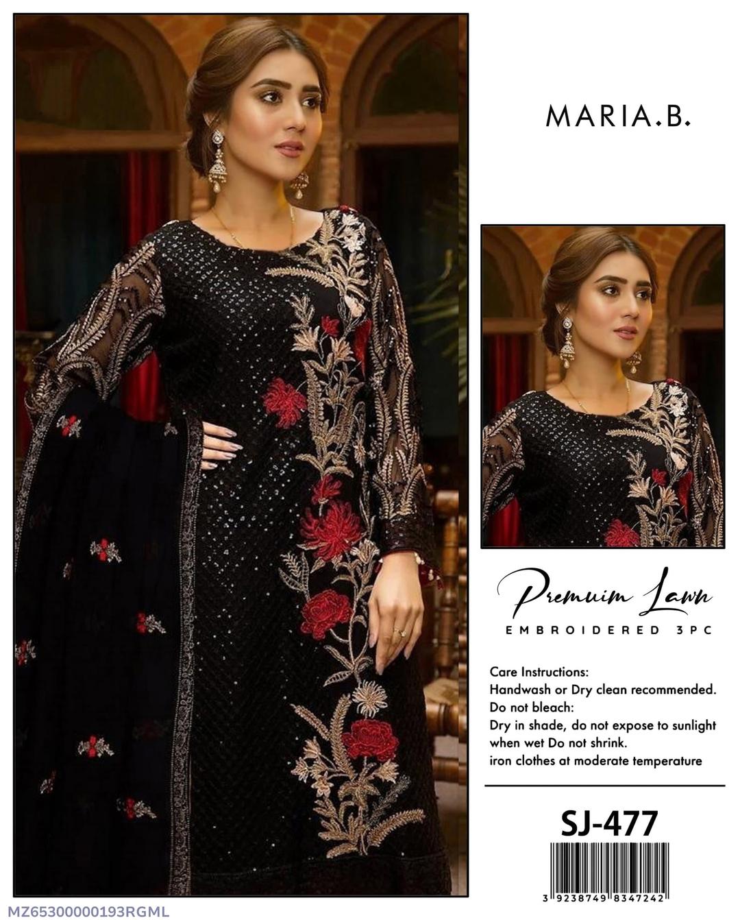 Maria B 3 Pcs Unstitched Sequins Embroidered Suit