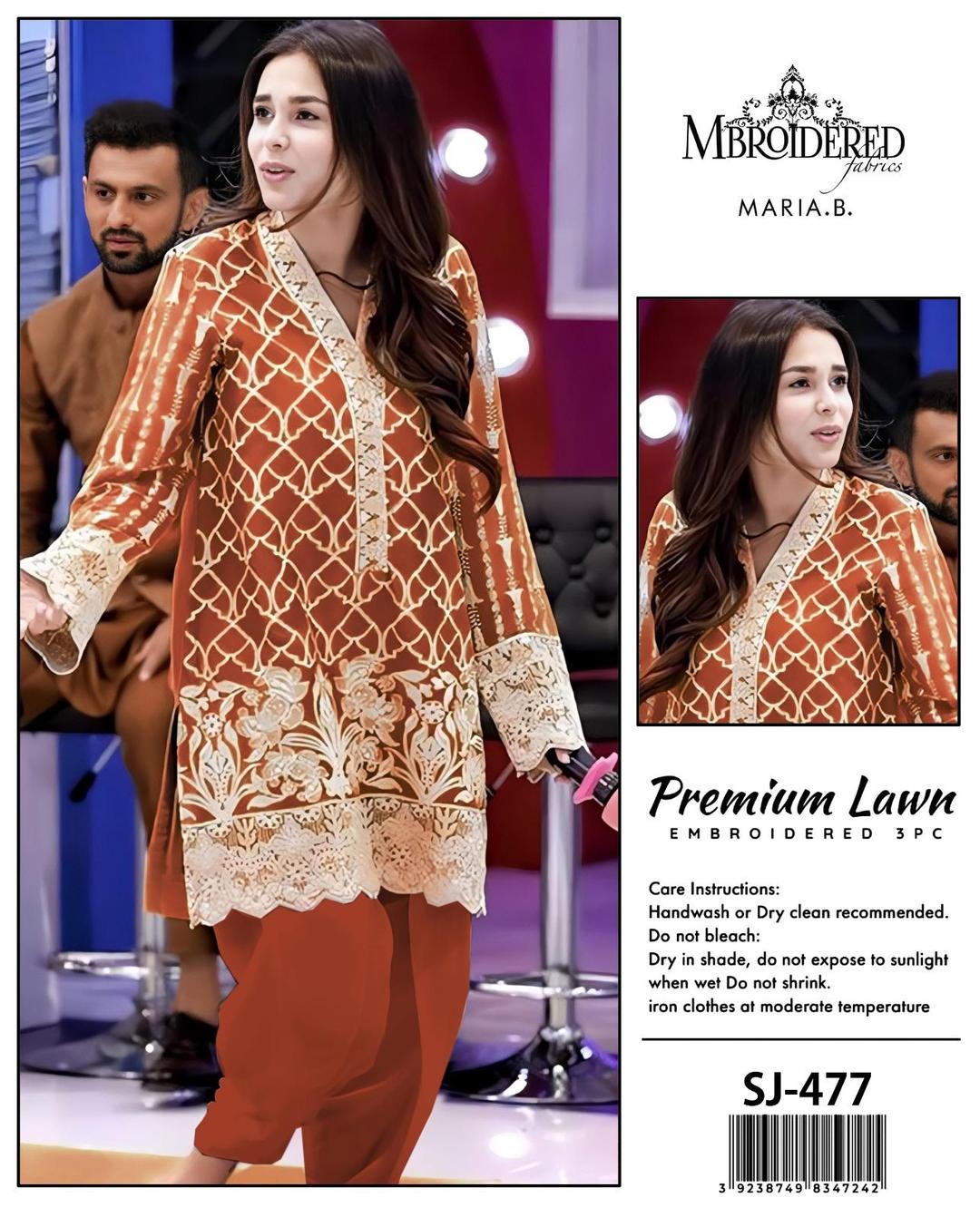 Maria B 3 Pcs Women's Unstitched Sequins Embroidered Suit