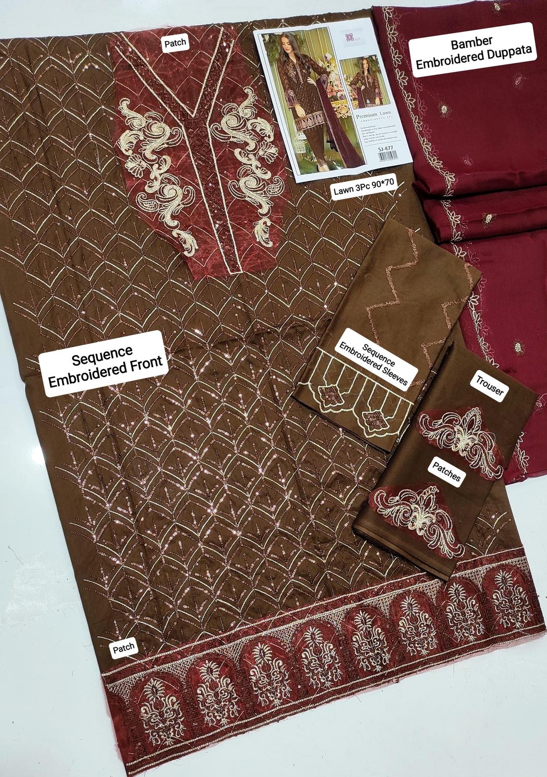 3 Pcs Women's Unstitched Embroidered Suit