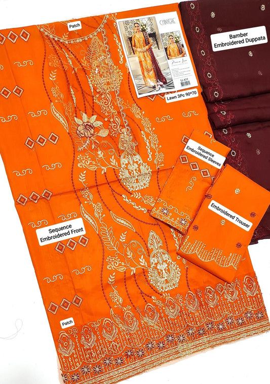 Chinyere 3 Pcs Women's Unstitched Embroidered Suit