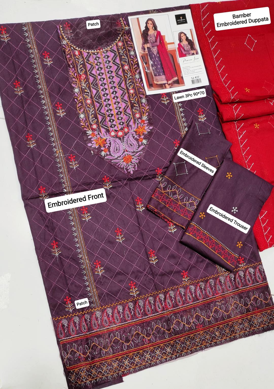 Asim Jofa 3 Pcs Lawn Embroidered Suit