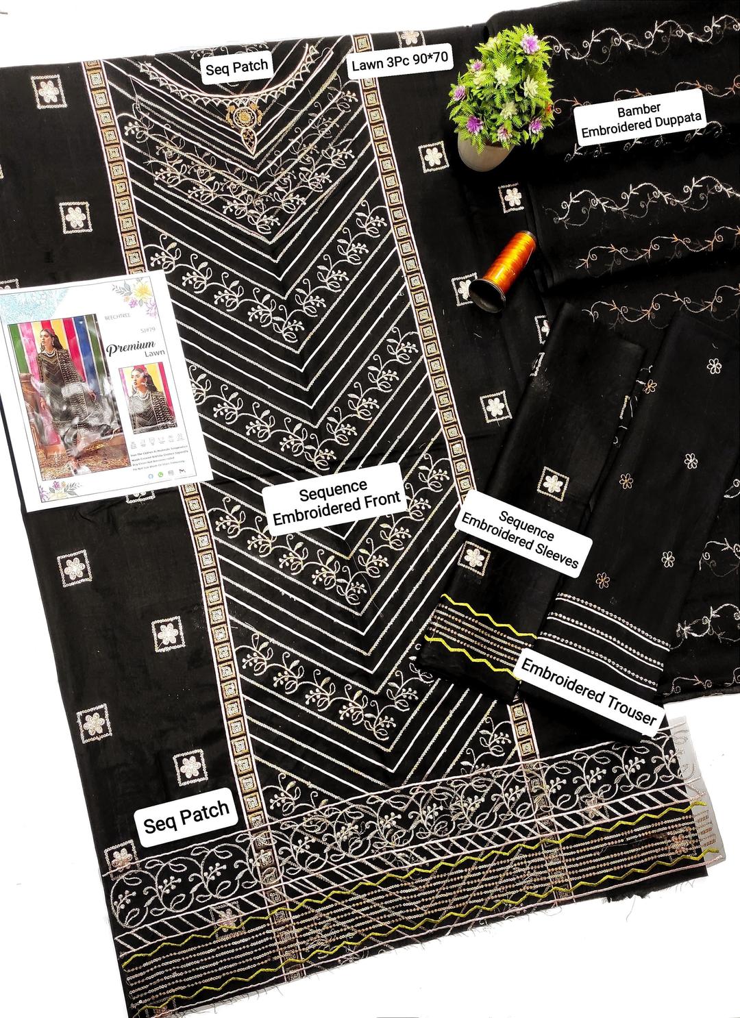 3 Pcs Women's Unstitched Embroidered Suit