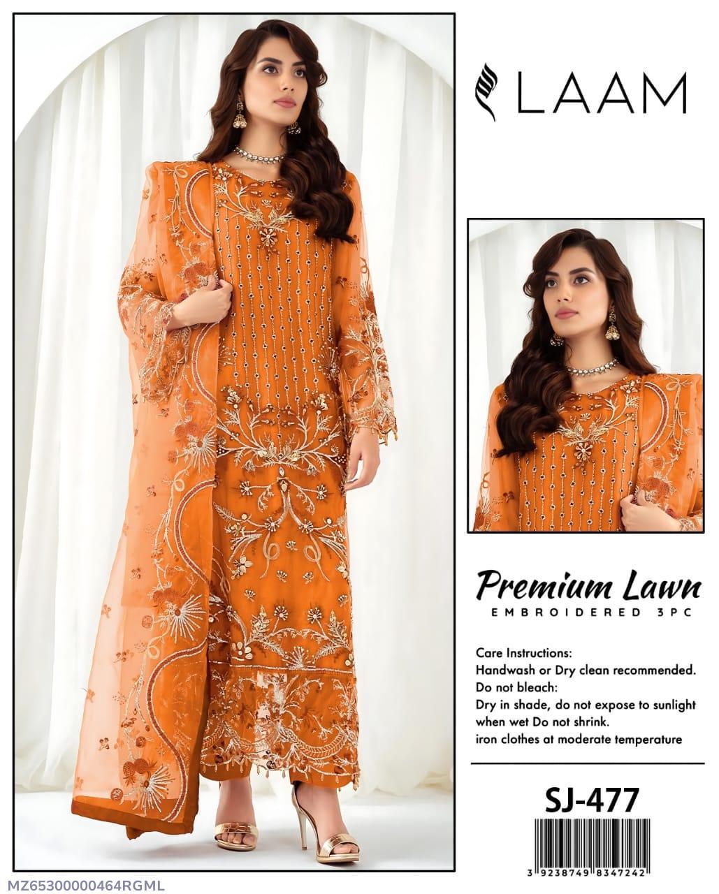 3 Pcs Women's Unstitched Embroidered Suit