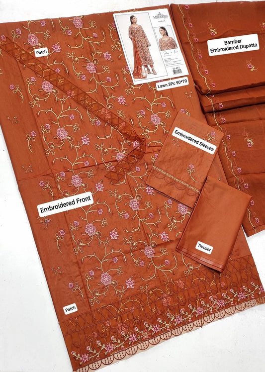 Maria B 3 Pcs Women's Unstitched Embroidered Suit