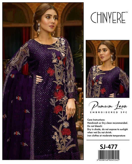 Chinyere 3 Pcs Women's Unstitched Embroidered Suit