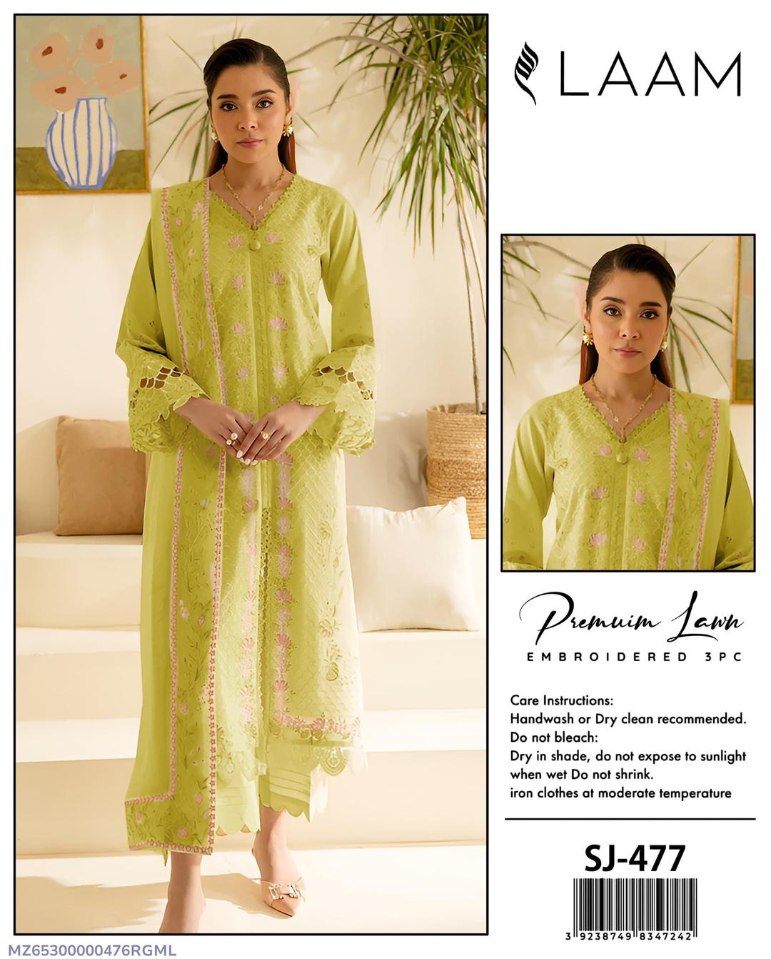 3 Pcs Women's Unstitched Embroidered Suit