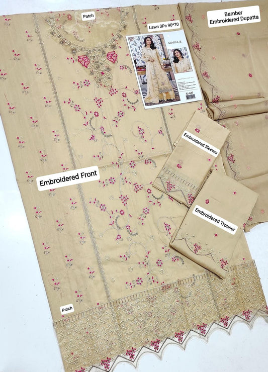 Maria B 3 Pcs Women's Unstitched Embroidered Suit