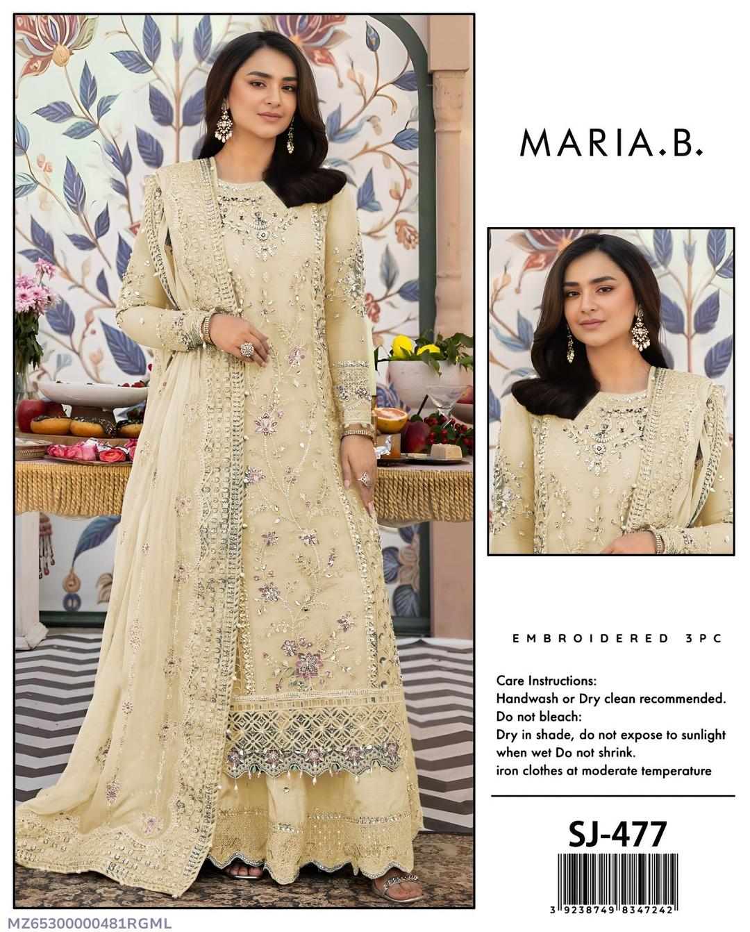 Maria B 3 Pcs Women's Unstitched Embroidered Suit