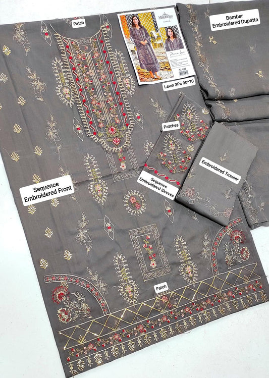 Maria B 3 Pcs Women's Unstitched Embroidered Suit