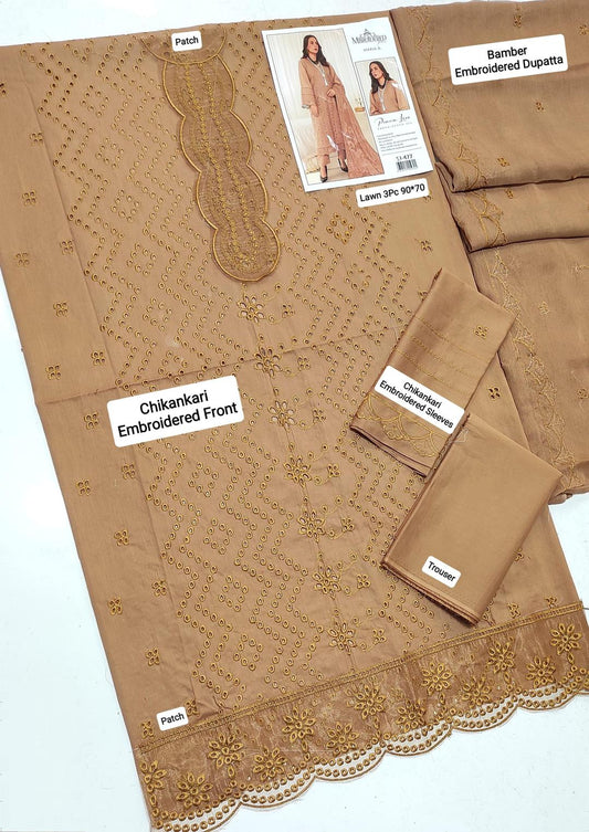 Maria B 3 Pcs Women's Unstitched Chikankari Embroidered Suit