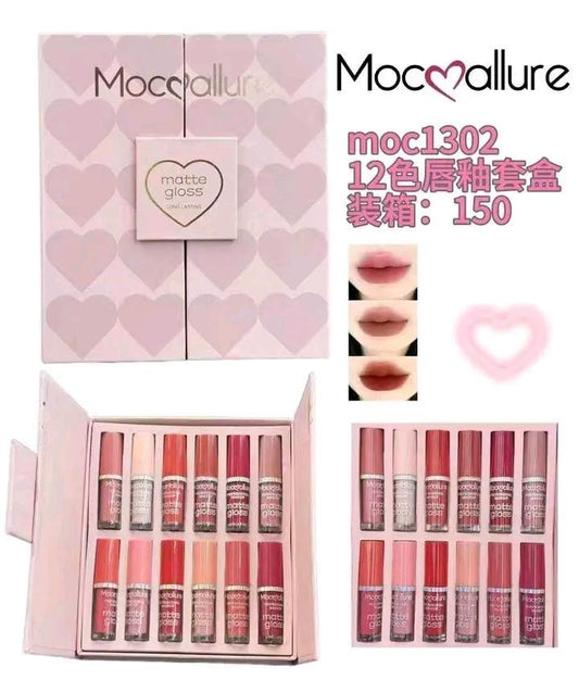12 Pcs Mocallure Velvety Texture Lip Gloss Pack