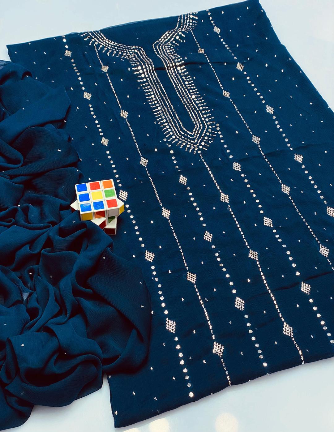 2 Pcs Women's Unstitched Hand Work Suit