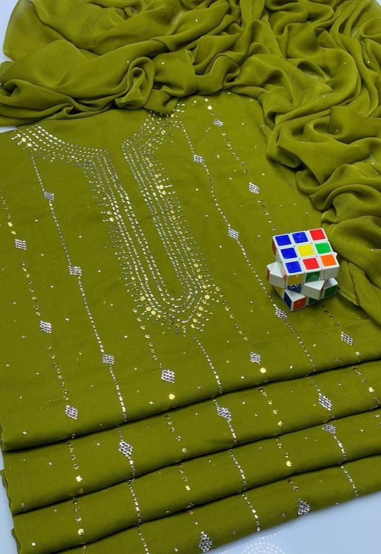 2 Pcs Women's Unstitched Hand Work Suit