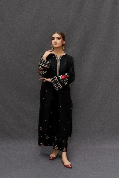 3 Pcs Women's Unstitched Embroidered Suit