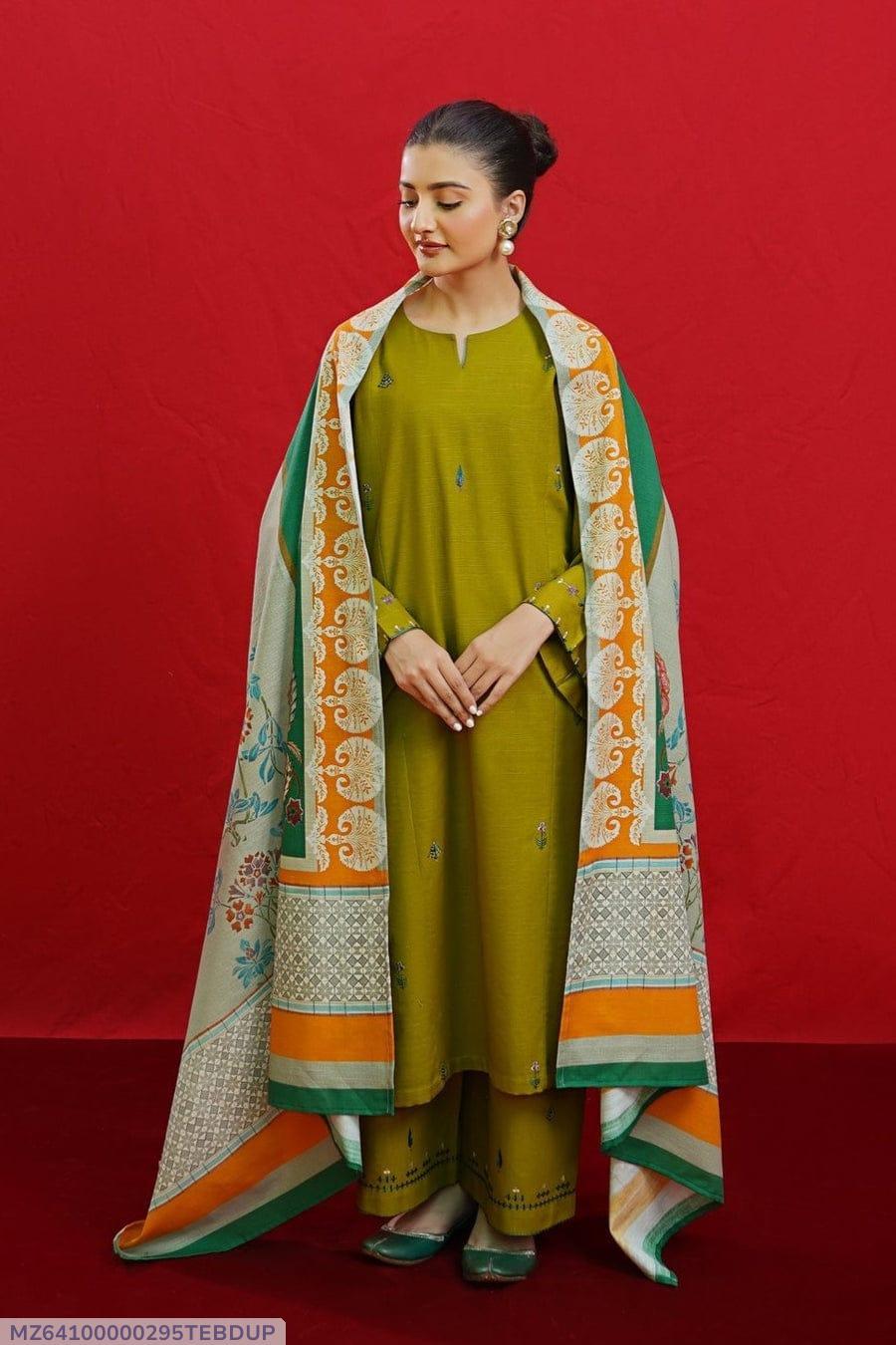 3 Pcs Women's Unstitched Embroidered Suit