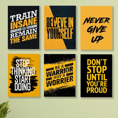 Set Of 6 Motivational Wooden Canvas Frames For Wall Decore / Sticky Phototiles