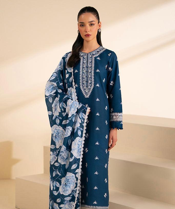 3 Pcs Women's Unstitched Embroidered Suit