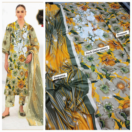 Hajra Emaan Lawn| 3Pcs Embroidered Lawn Collection 2025