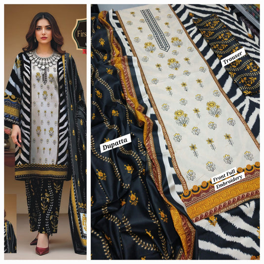 Hajra Emaan Lawn| 3Pcs Embroidered Lawn Collection 2025