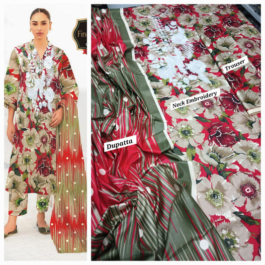Hajra Emaan Lawn| 3Pcs Embroidered Lawn Collection 2025