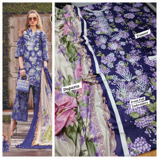 Hajra Emaan Lawn| 3Pcs Embroidered Lawn Collection 2025