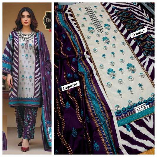 Hajra Emaan Lawn| 3Pcs Embroidered Lawn Collection 2025