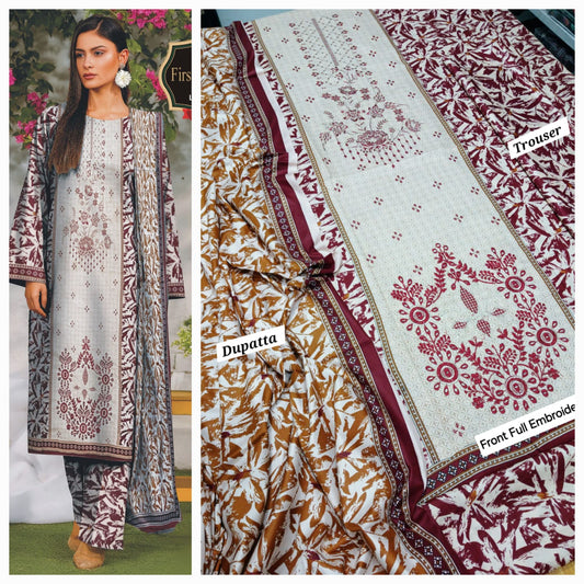 Hajra Emaan Lawn| 3Pcs Embroidered Lawn Collection 2025