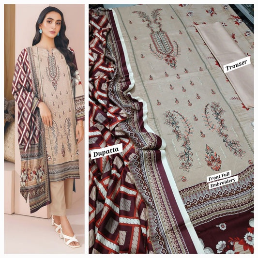 Hajra Emaan Lawn| 3Pcs Embroidered Lawn Collection 2025