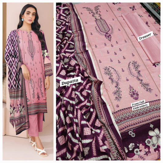 Hajra Emaan Lawn| 3Pcs Embroidered Lawn Collection 2025