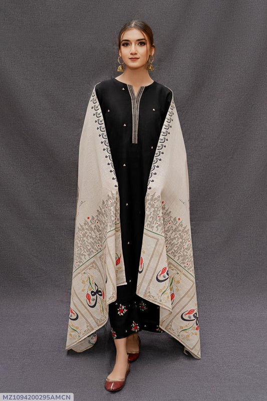 3 Pcs Women's Unstitched Embroidered Suit