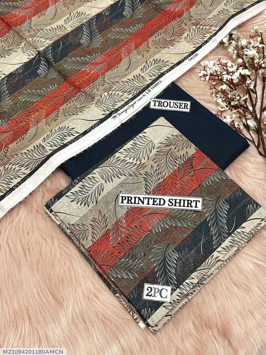 2 Pcs Women's Unstitched Digital Print Suit