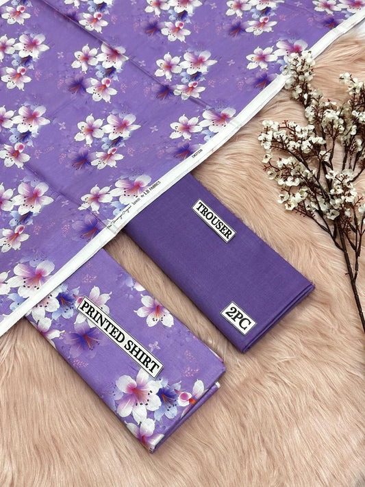 2 Pcs Women's Unstitched Digital Print Suit
