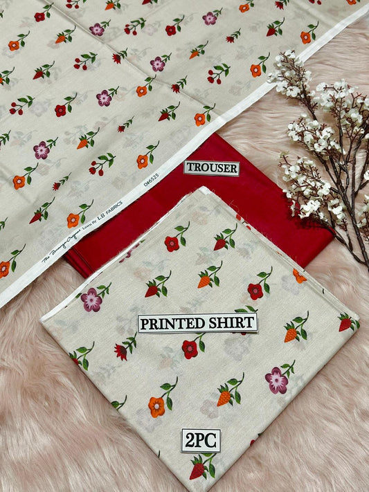 2 Pcs Women's Unstitched Digital Print Suit