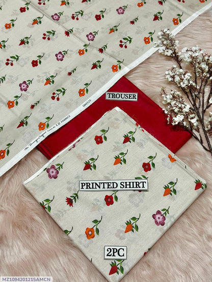 2 Pcs Women's Unstitched Digital Print Suit